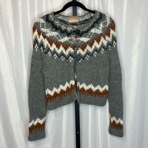 Culture Button Front Long Sleeve Wool Alpaca Blend Cardigan Sweater, size Small